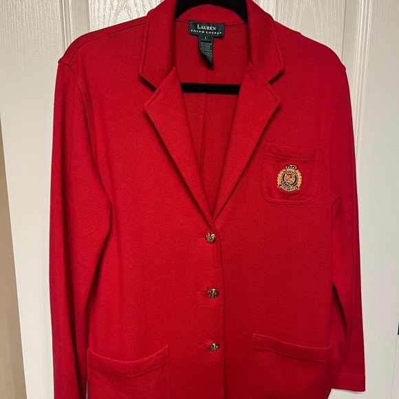 Raphael Lauren Blazer sweater great condition color red size L - Picture 4 of 9